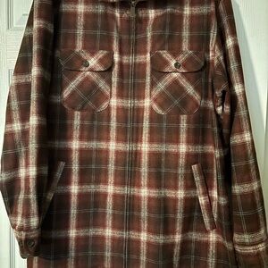 Pendleton Maroon Plaid Shirt Jacket All Wool XXL